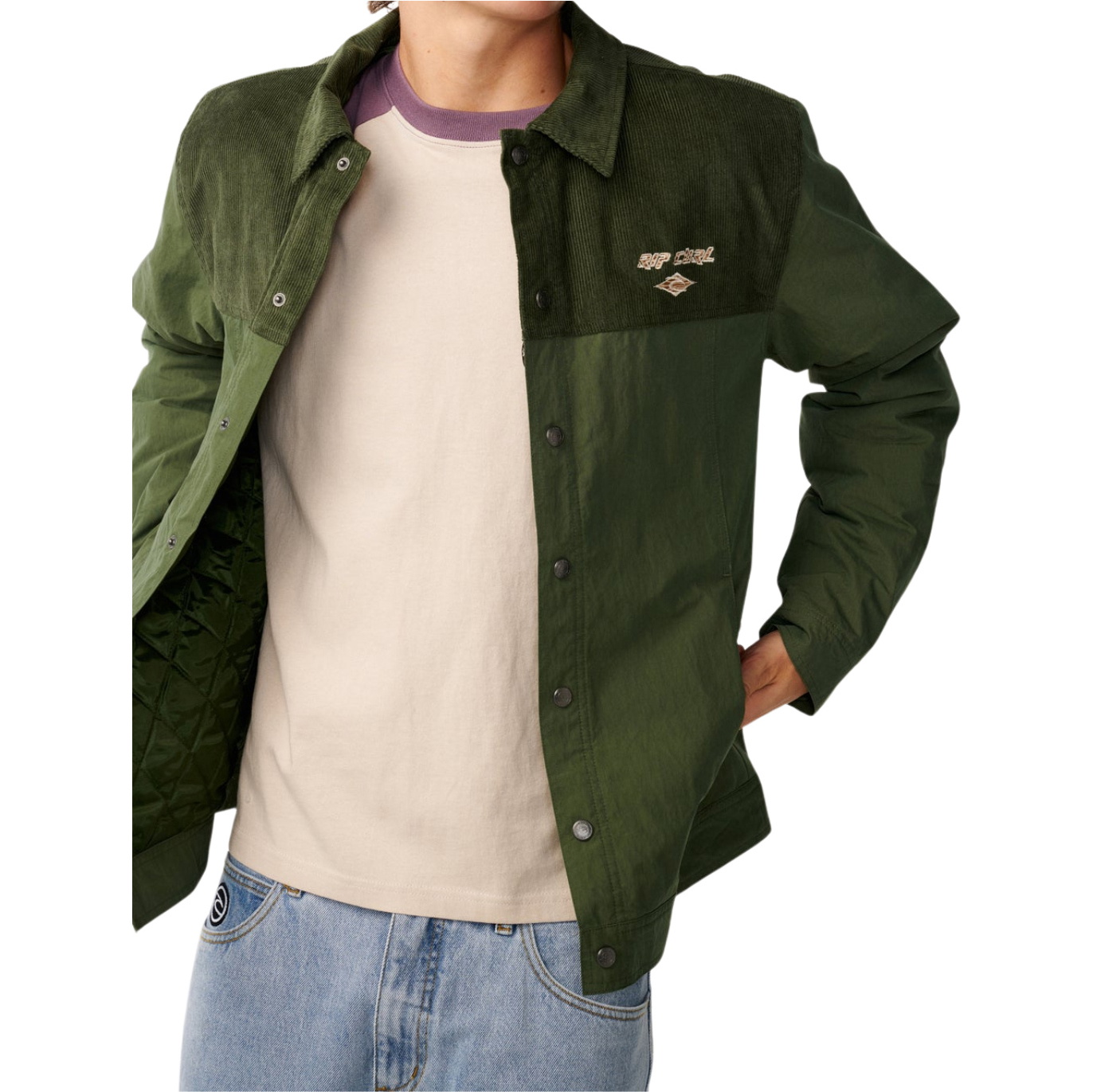 Rip Curl Mens Classic Surf Cord Puffer Jacket 02AMJA - Dark Olive